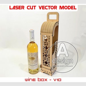 Plik wektorowy wycinany laserowo do pudełka na wino, Uchwyt na butelkę wina, Plik SVG gotowy do laserowego cięcia pudełka na wino, Pudełko na wino ze sklejki, Pudełko z linii drewnianych, Stojak na butelki, Wersja 10