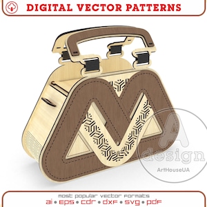 Holz Handtasche Vektor SVG-Datei für Laserschnitt, Handtasche vektor Datei, Abend Holz Clutch Tasche, Umhängetasche Datei, Clutch Geldbörse Datei, Ver.106