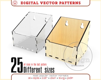 Laser Cut Storage Box Templates 25 Sizes SVG DXF Vector Files for Workshop and Office Organizer