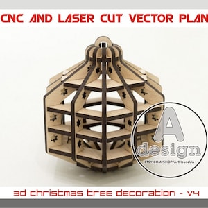 3D kerstornament, kerstboomversiering, kerstversiering, kerstboomspeelgoed, lasergesneden bestanden, CNC-bestand, CTD-04