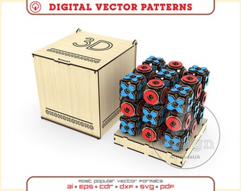 X-0 Board Games For Children, Noughts & Crosses Laser Cut SVG Vector File Digital Download