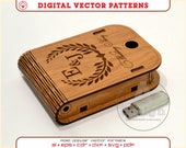 Laser Cut SVG Vector USB Flash Drive Storage Box Wedding Birthday Holiday Memory Case