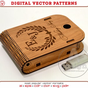 Caja para vector USB, Estuche usb de historia de boda, Archivo vectorial de corte láser de caja, Caja pequeña SVG, Archivo de corte láser Glowforge, Caja para unidad flash USB