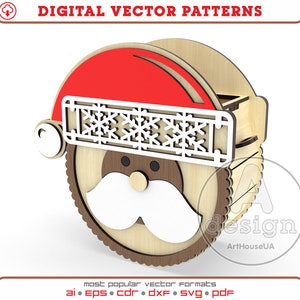 Christmas bag SVG vector file for a laser cutter and Glowforge user, Candy holders Christmas decorations,  Santa Claus Christmas gifts bag