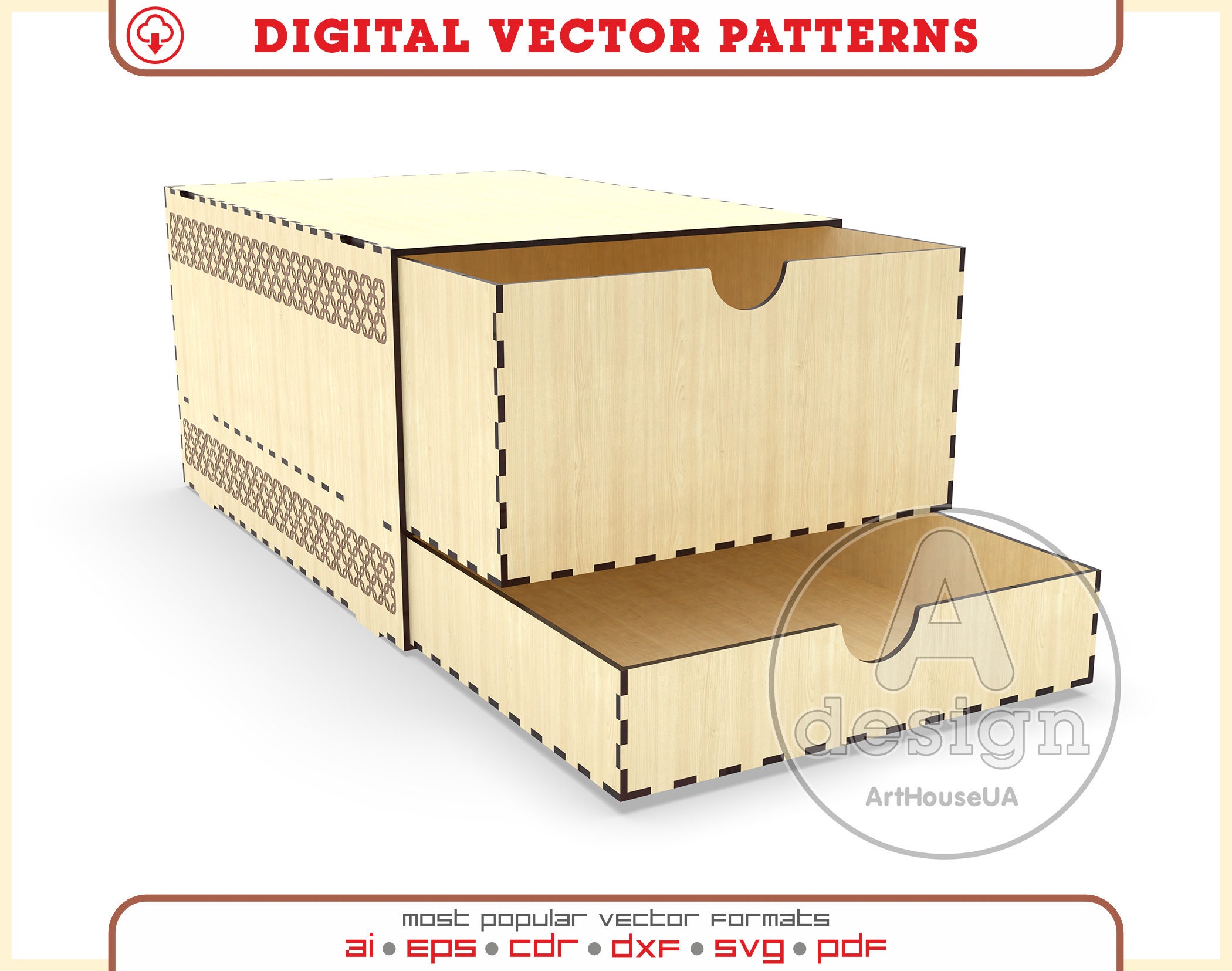 Wood Office Organizer, Wood Desk Organizer, Pencil Cup, Stand for handicrafts, Pen holder, Docking station, Laser files Dxf,Pdf,Svg,Cnc
