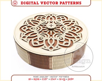 Scatola di legno, taglio laser scatola regalo, piano vettoriale scatola, modello laser scatola di compensato, file di taglio CNC, file DXF scatola, file SVG scatola, vettore scatola di caramelle, V94