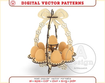 Easter Egg Stand Bunny Holder Laser File, Bunny Eggs Display Tray