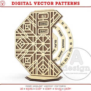 Perpetual calendar, Pc-18, Eternal calendar, Calendar SVG glowforge files, Calendar table decor, Calendar laser cut file, Calendar DXF, PDF