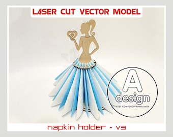 Napkin Holder Laser Cut SVG DXF Vector Digital Download File