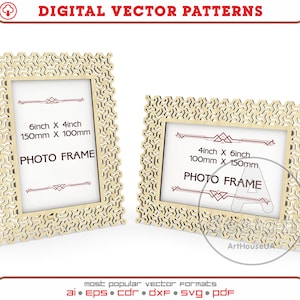 Fichier vectoriel de cadre photo, cadre photo découpé au laser, fichiers découpés au laser de cadre photo d&#39;art mural, porte-photo DXF, fichier SVG prêt de cadre photo Glowforge