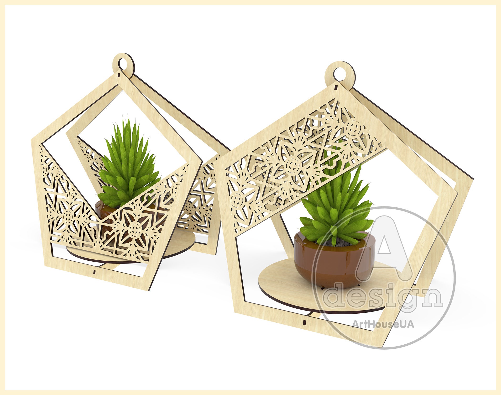 Hanging Planter Basket SVG Laser Cut File for Wall Mounted Garden Decor ...