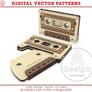 Retro mixtape-cassette voor favoriete songcode, Vintage cassettebandje SVG-bestand lasergesneden en Glowforge-gebruiker, Muziekbord zoals cassettebandje