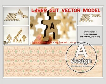 Modular Human Figure English Alphabet Laser Cut SVG, Digital Vector Download
