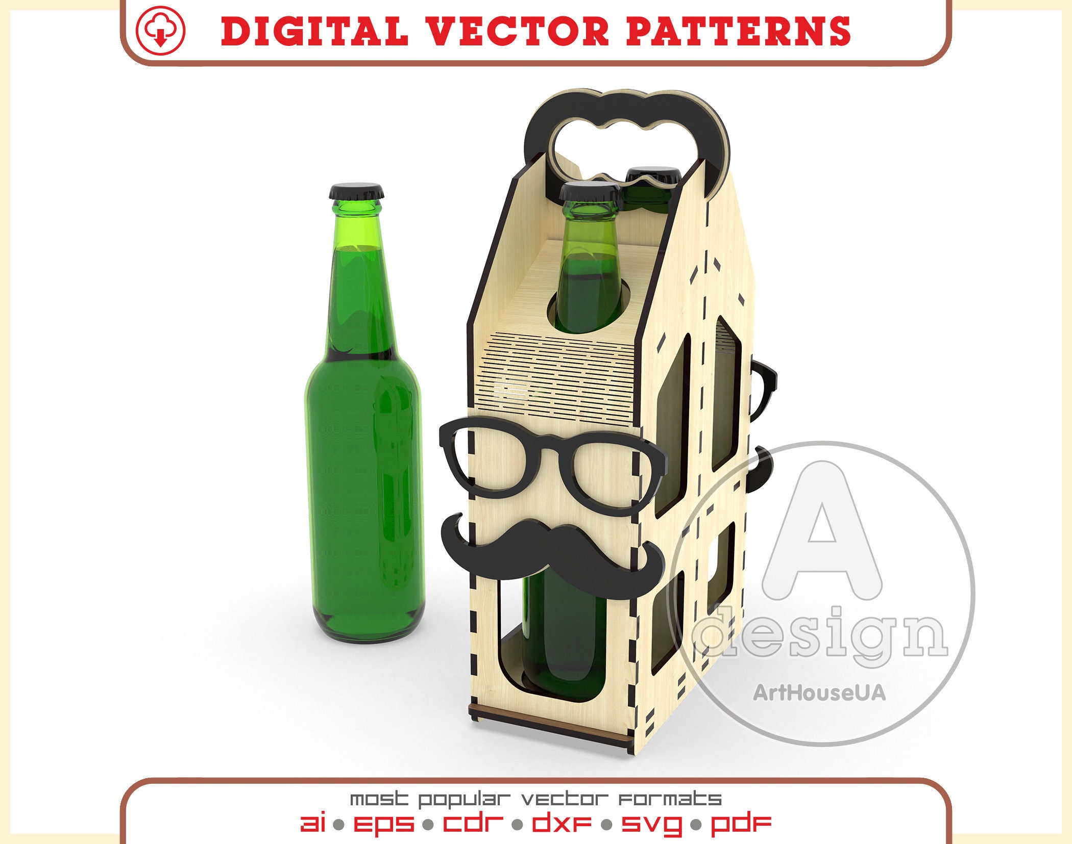 Laser Cut 4 Pack Beer Carrier Beer Caddy Bottle Holder.beer Holder Box,  Laser Cut Vector, Instant Download, Laser Cut Pattern. 115 