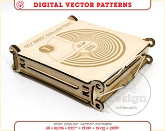 Laser Cut Vector File CD DVD Blu-ray Storage Gift Box for Weddings Birthdays Celebrations