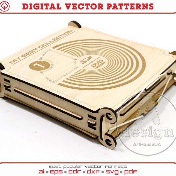 Storage Boxes for two CD DVD & Blu-ray Disc,  cd dvd wooden box, dvd case, cd case, dvd box, cd box, vector plan, DVD Storage Cases, Cnc cut