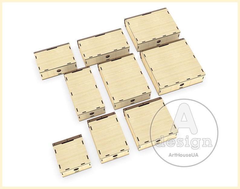 9 Different Sizes Boxes Look Like Book Vector File for Laser Etsy