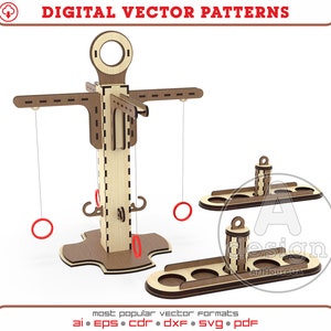File vettoriale del gioco di battaglia Double Hook and Ring V-2, Ring swing drinking game taglio laser, giochi per bar, file SVG del gioco Ringo per l'utente Glowforge