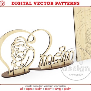 Geburtstag oder Muttertag 3D Puzzles Holzpostkarte lasergeschnittene Vektordatei, lustige Postkartenvektor, Muttertagsgeschenkandenkenkarte Glowforge