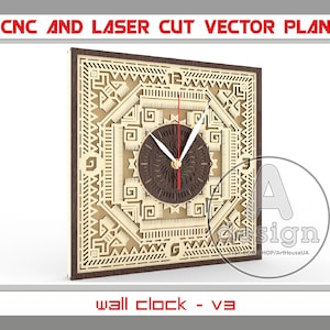 Wall Clock pattern, Clock vector, Clock laser cut, Laser cut files, Glowforge files, Laser cut pattern, Laser files Dxf,Pdf,Svg,Cnc, Wc3D-3