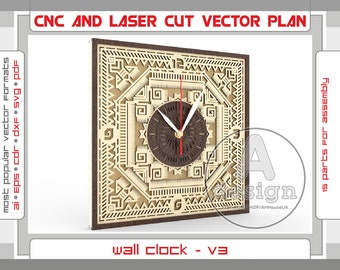 Wall Clock Laser Cut Pattern Digital Vector File Instant Download