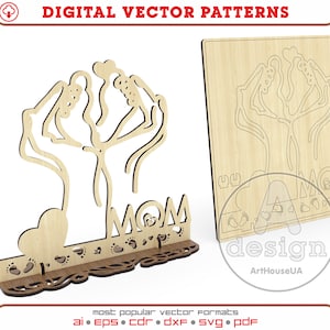 Geburtstag oder Muttertag 3D Puzzles Holzpostkarte lasergeschnittene Vektordateien, lustige Postkartenvektor, Muttertagsgeschenkandenkenkarte Glowforge