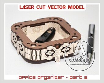 Desk Organizer SVG Laser Cut File Wooden Docking Station Small Items Storage Design