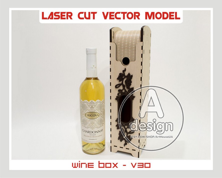 Wine Box Vector Wineboxv30 Wine Box Laser Cut File Plywood Etsy