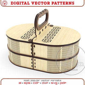Schmuckkästchen SVG Vektor für Laserschnitt, Einzigartige Box für Fäden und Nadeln DXF, Openwork Organizer für die Aufbewahrung bereit Vektor für Glowforge.