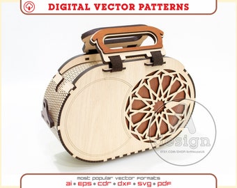 Women Purse vector for laser cutting, Evening bag DXF, Wooden clutch file, Handmade handbag PDF, Plywood Purse vector for Glowforge user SVG