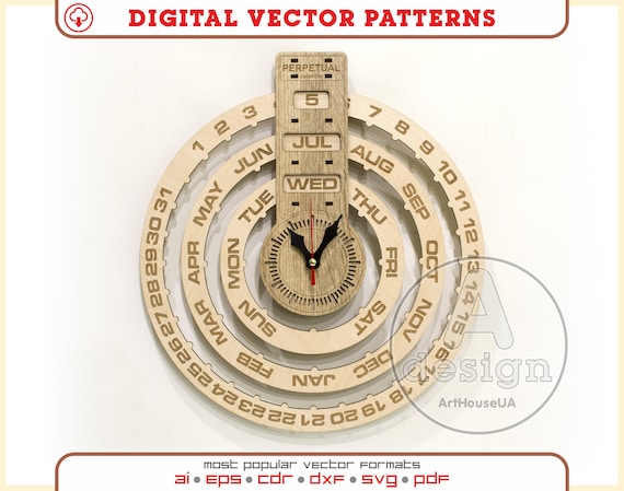 Perpetual Calendar, Calendar Laser Cut Vector Plan, Perpetual Calendar and  Clock Vector , Wood Calendar, Plywood Calendar, Cnc File, Pc-v5 - Etsy