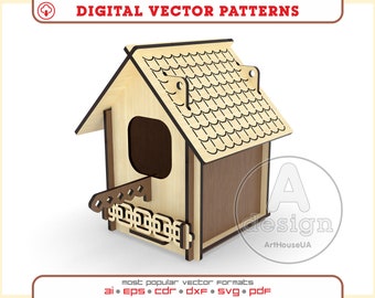 Vogelhuisje lasergesneden vectorbestand SVG voor houten vogelhuisje tuindecor