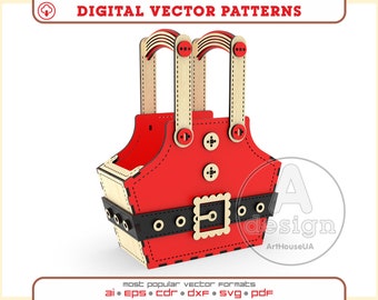 Santa Claus Pants Christmas gift bag SVG vector file laser cutter and Glowforge user, Santa Pants Gift clutch, Christmas gift purce,