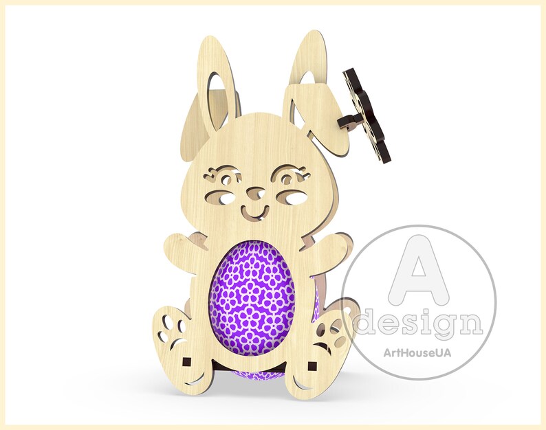 Easter Bunny Egg Holder 3D Puzzle SVG, Laser Cut File (digital Download ...