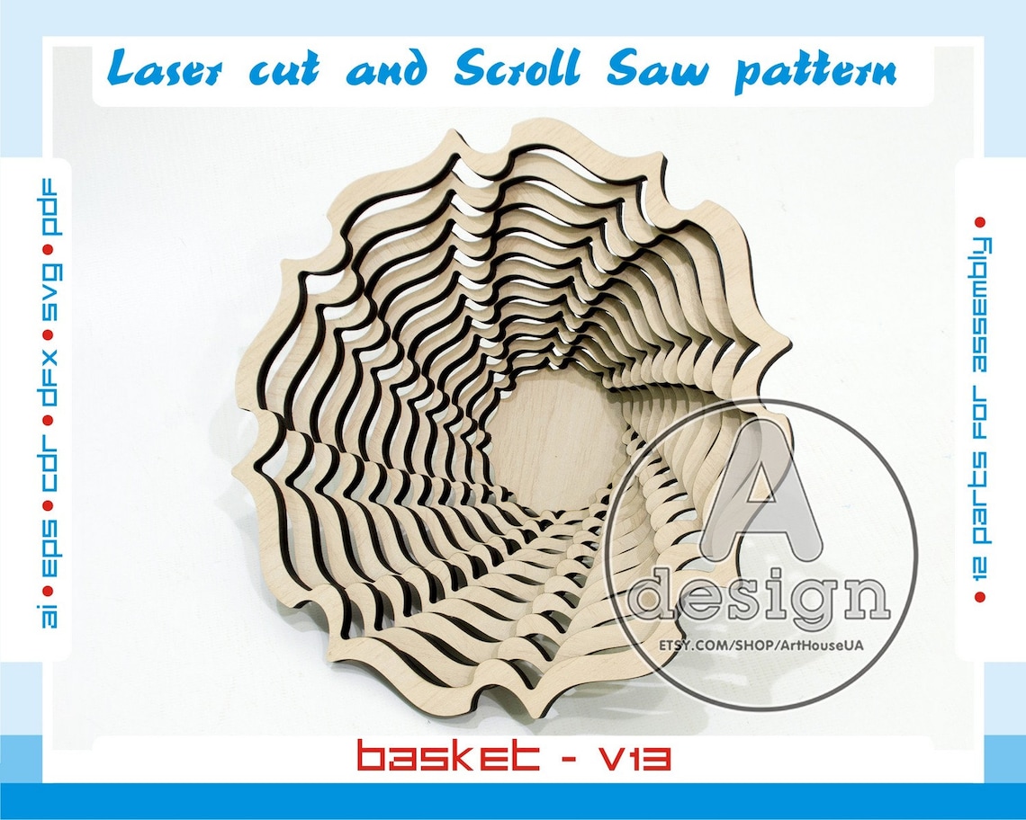 Ssb8/scroll Saw Pattern/basket Svg/bowl Dxf/dish for Fruit Etsy
