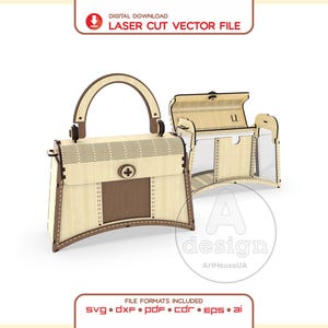 Acrylic Wood Purse Laser Cut Vector File Digital SVG