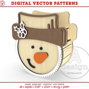Schneemann Handtasche SVG Vektor-Datei für Laserschneider und Glowforge Benutzer, Süßigkeiten Halter, Weihnachtsdekoration purce, Schneemann Weihnachtsgeschenke Tasche