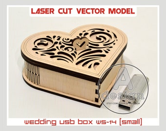 Petite boite en bois. Étui USB de mariage, boîte USB de mariage, histoire de mariage, histoire d'amour, modèle vectoriel découpé au laser, téléchargement instantané, fichier de coupe Glowforge