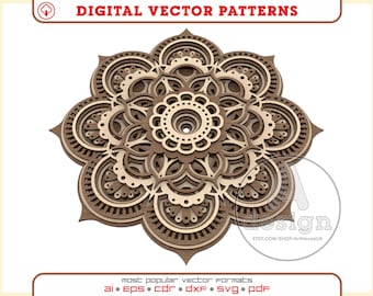 May include: A brown and beige mandala design with intricate details. The design is made up of overlapping circles and swirls, creating a complex and beautiful pattern.
