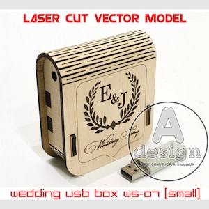 Caja para vector USB, Estuche usb de historia de boda, Archivo vectorial de corte láser de caja, Caja pequeña SVG, Archivo de corte láser Glowforge, Caja para unidad flash USB