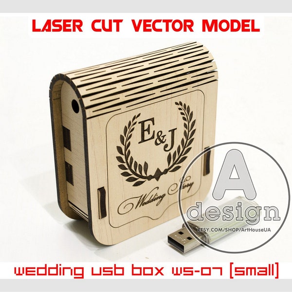 Box für USB Vektor, Hochzeit Geschichte USB-Hülle, Box lasergeschnittene Vektordatei, kleine Box SVG, Glowforge lasergeschnittene Datei, Box für USB-Stick