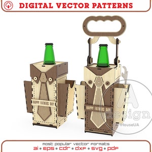 500ml Bierhouder vak vectorbestand lasergesneden machine, Bierfleshouder, Bierdrager, Biertas, Biercaddy, Bierlade, Bierdisplay, Ver.10