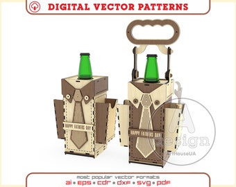 500ml Bierhalter Box Vektordatei Laser-Schnittmaschine, Bierflaschenhalter, Bierträger, Bierbehälter, Beer Caddy, Biertablett, Bierdisplay, Ver.10