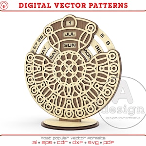 Perpetual calendar, Pc-20, Eternal calendar, Calendar SVG glowforge files, Calendar table decor, Calendar laser cut file, Calendar DXF, PDF