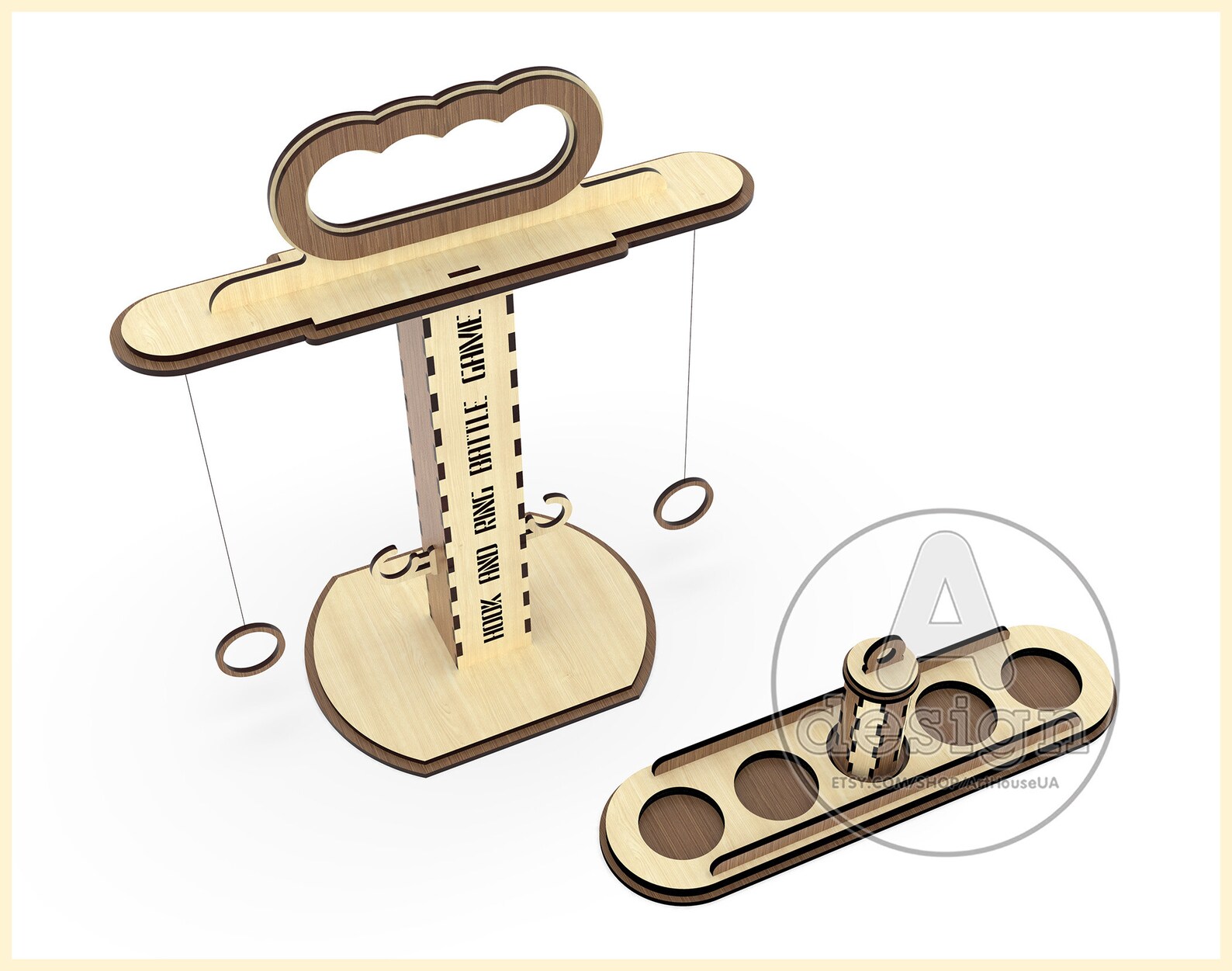 Double Hook and Ring battle game vector file DXF Ring swing Etsy