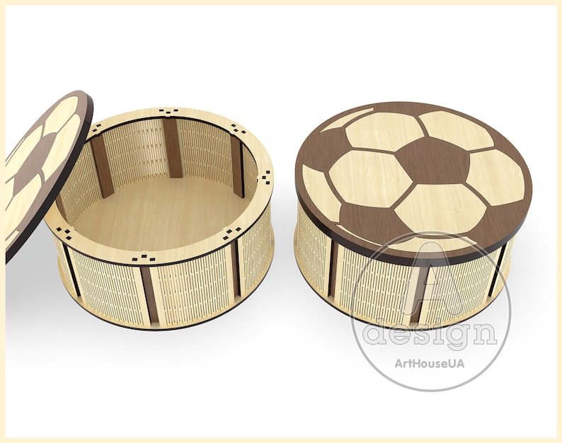 Soccer Ball Gift Box Laser Cut Vector File Football Etsy
