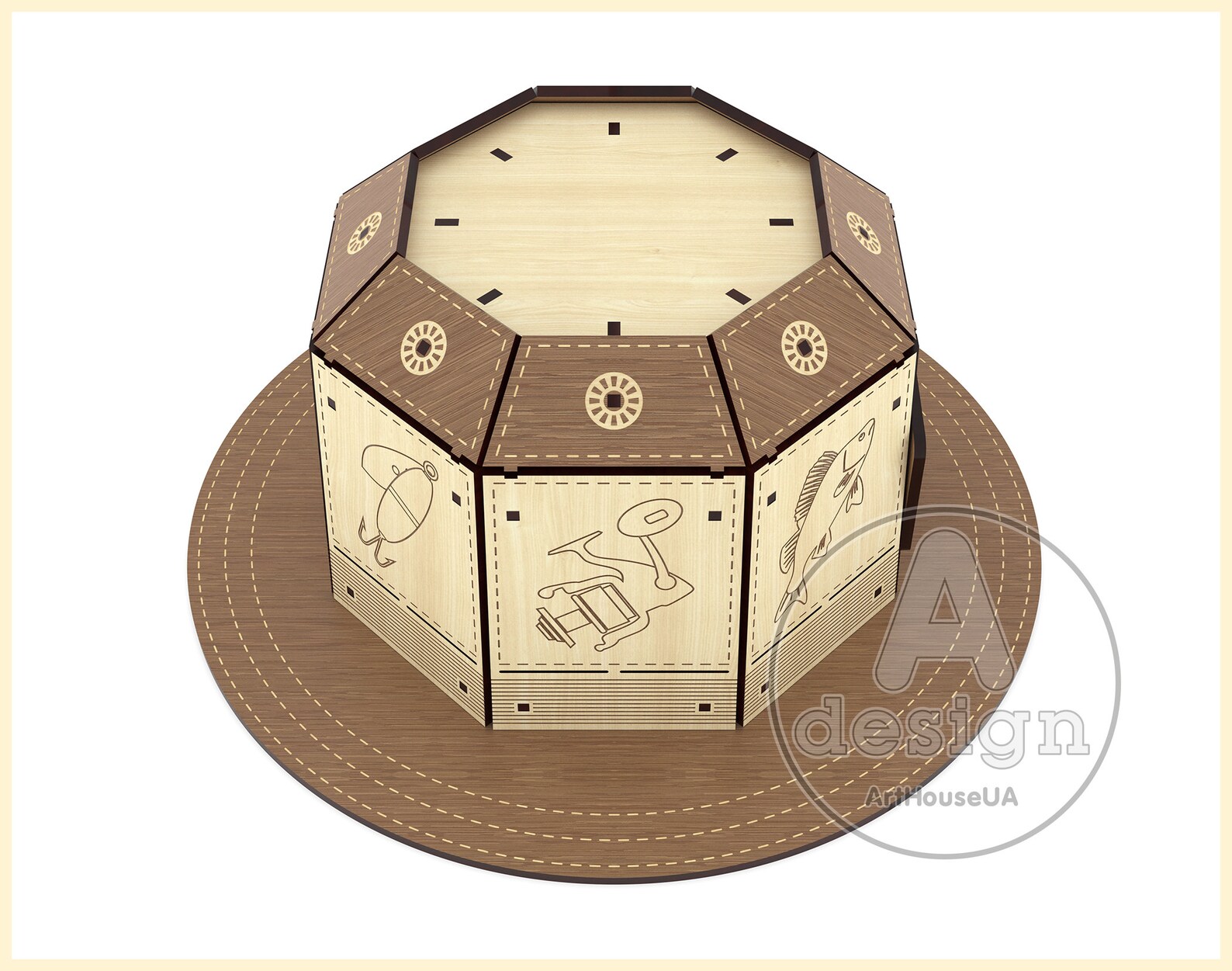Gone Fishing Hat Box Vector File Laser Cut Machines and Etsy