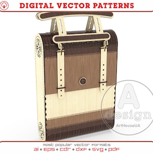 Wooden suitcase, Vintage wooden suitcase, Vintage bag, Vintage wooden handbag, Handbag vector plans, Laser cut vector, Cnc pattern, WSB-V2