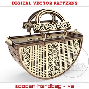 Holzhandtasche, Vintage Holzbörse, Vintage Tasche, Vintage Holzhandtasche, Handtasche Vektor Pläne, Laser geschnitten Vektor, Cnc Muster, WHB-V9