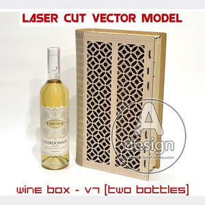 Doppelte Weinflasche Box Laser geschnitten Sperrholz Vektor SVG-Dateien digitaler Download